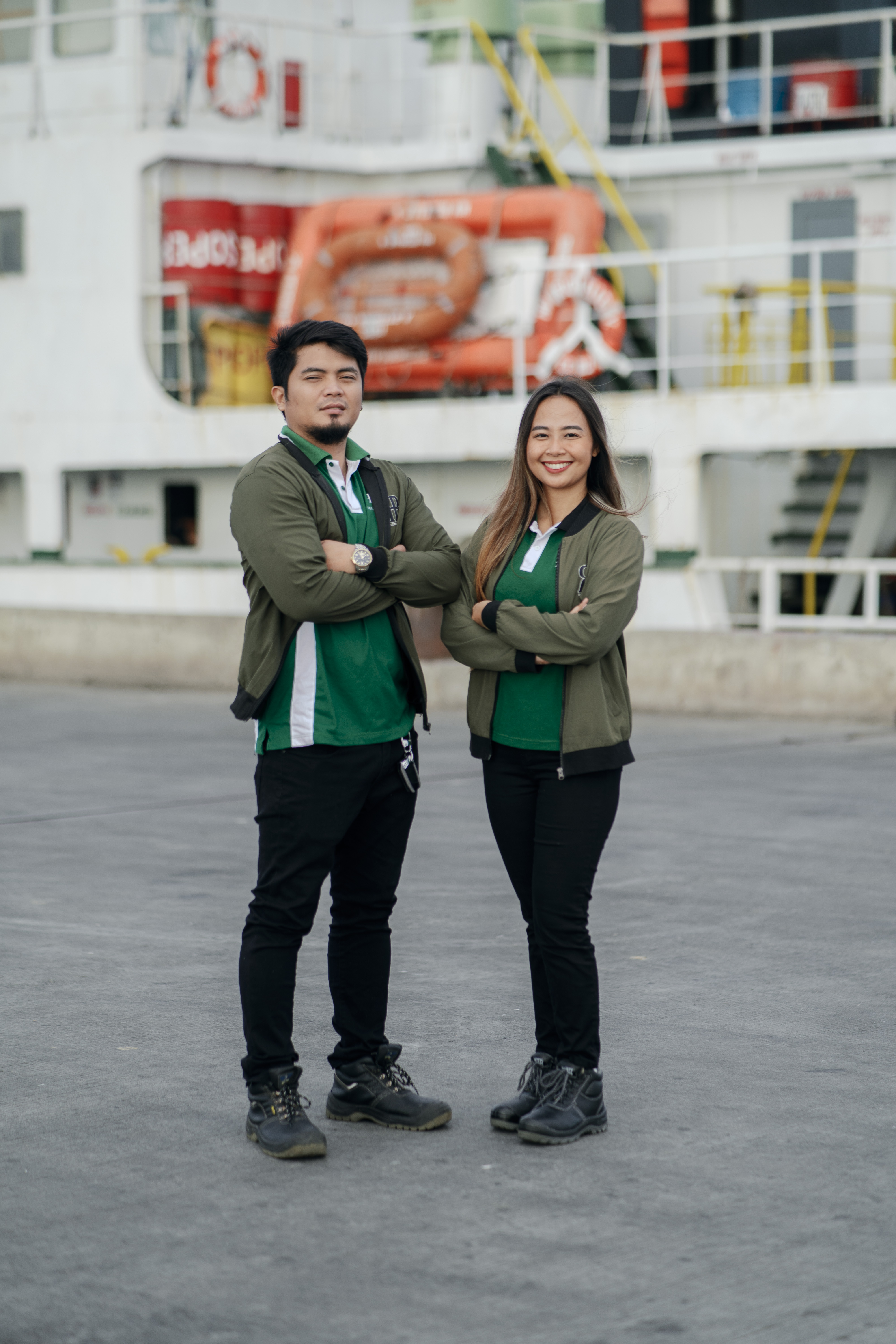 HBR executives standing in front of a vessel