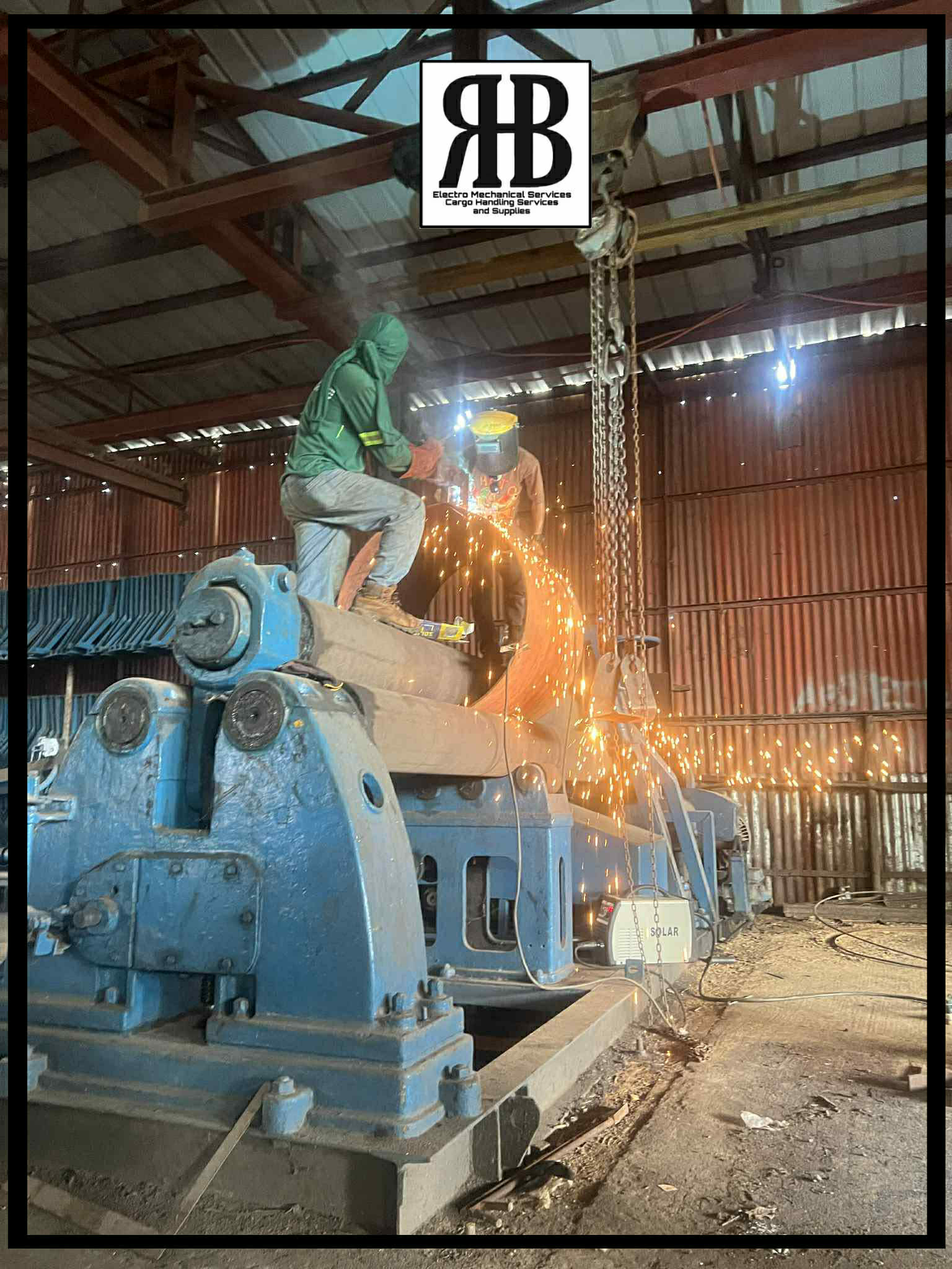 HBR team member performing welding and fabrication work in the workshop